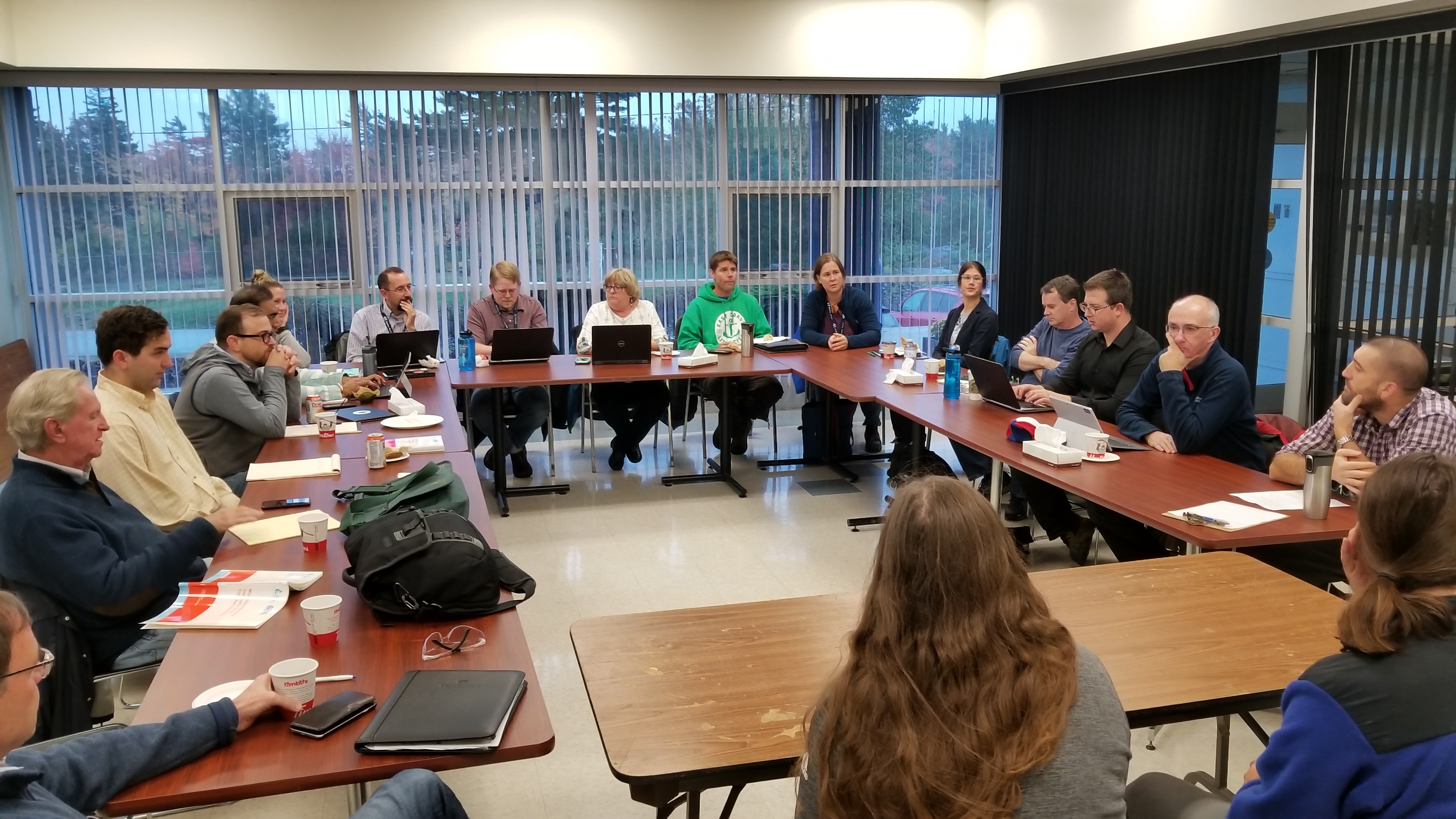 people sitting around tables for a workshop at Lake Major Water Supply Plant