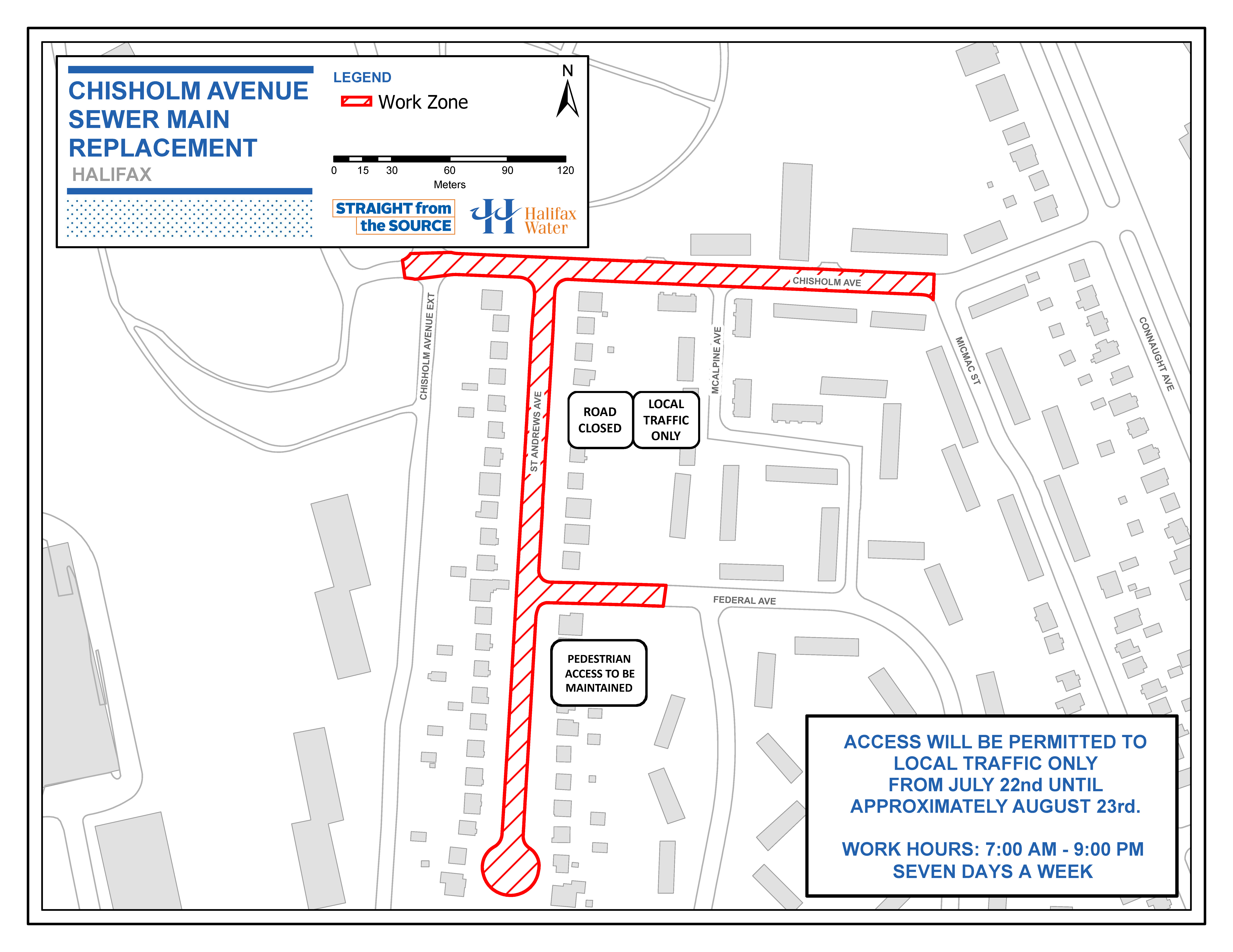 Map of work area for Chisholm Avenue Sewer Main Replacement Project Map of work area for Chisholm Avenue Sewer Main Replacement Project