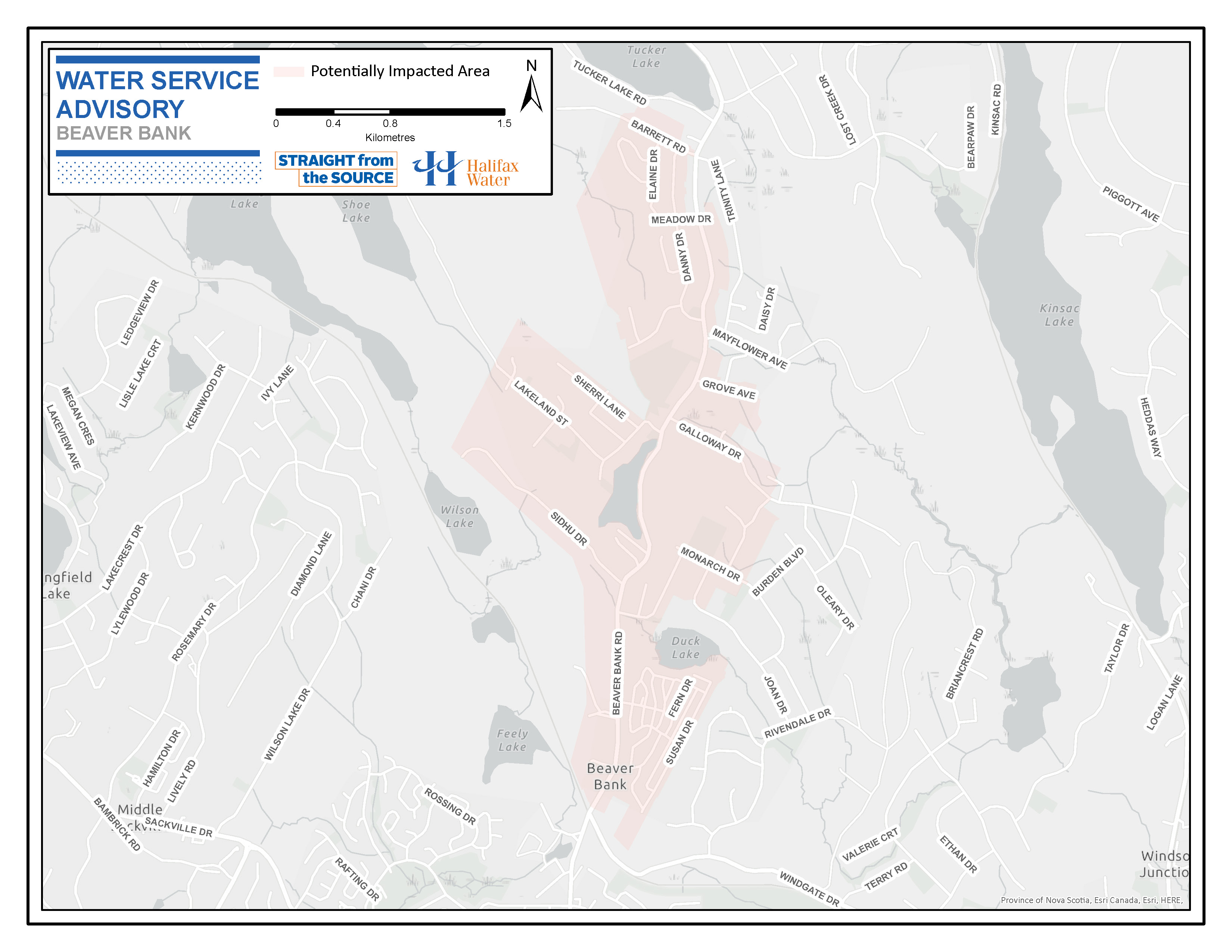 Beaver Bank - Water Service Advisory Map