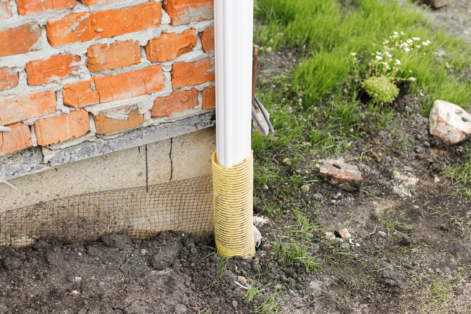 Downspout goes underground