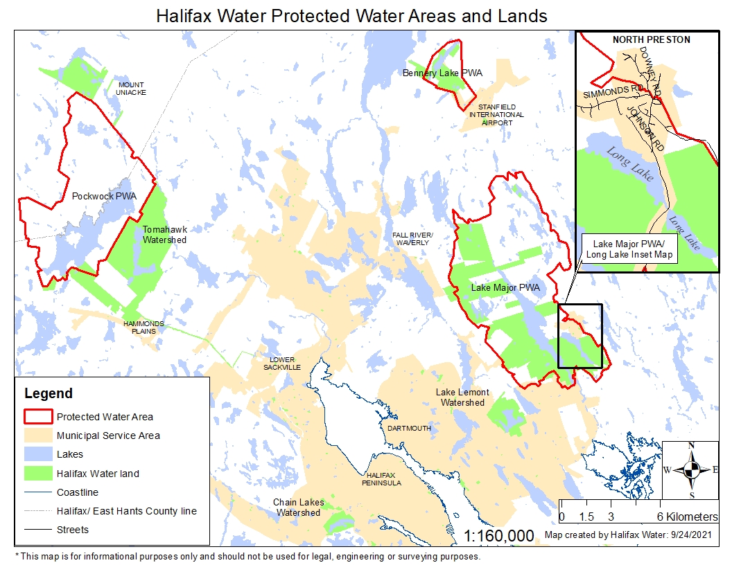 Halifax Water Watershed and Land Areas Map