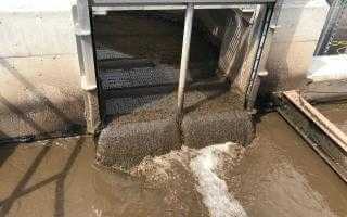 Wastewater Flowing into Flock Tanks at a Wastewater Treatment Plant